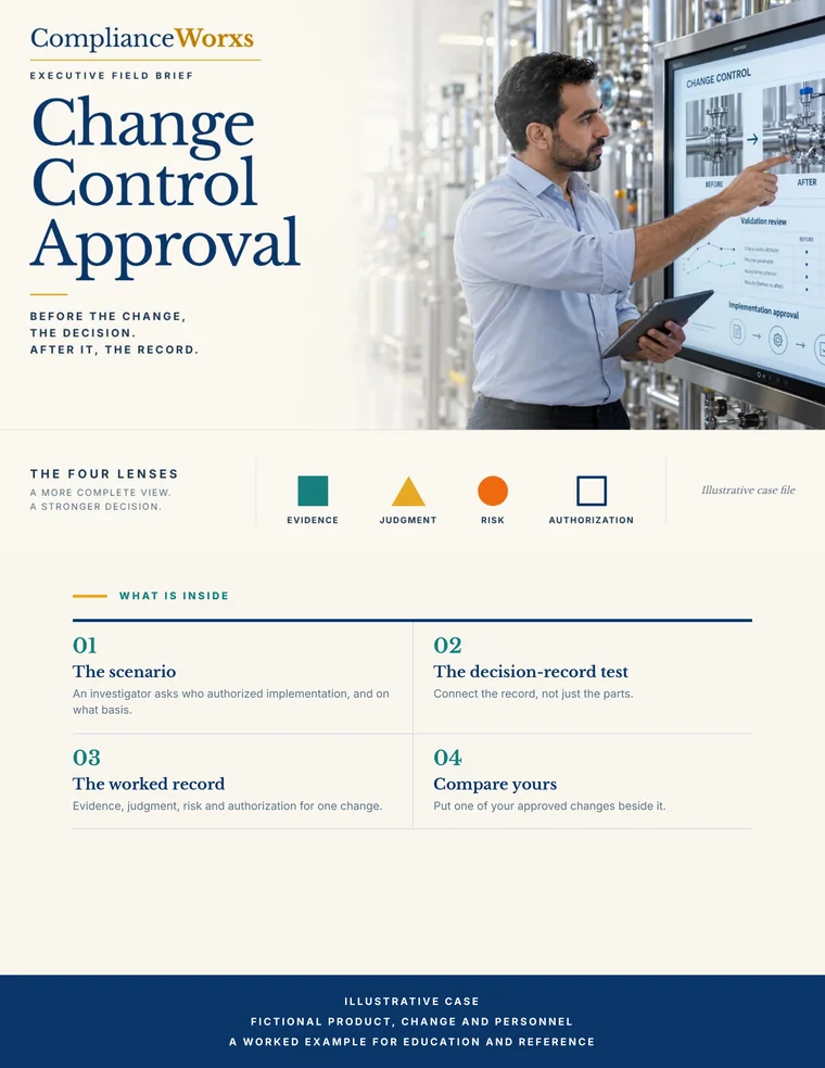 Cover page of the Change Control Approval Case File, Executive Field Brief
