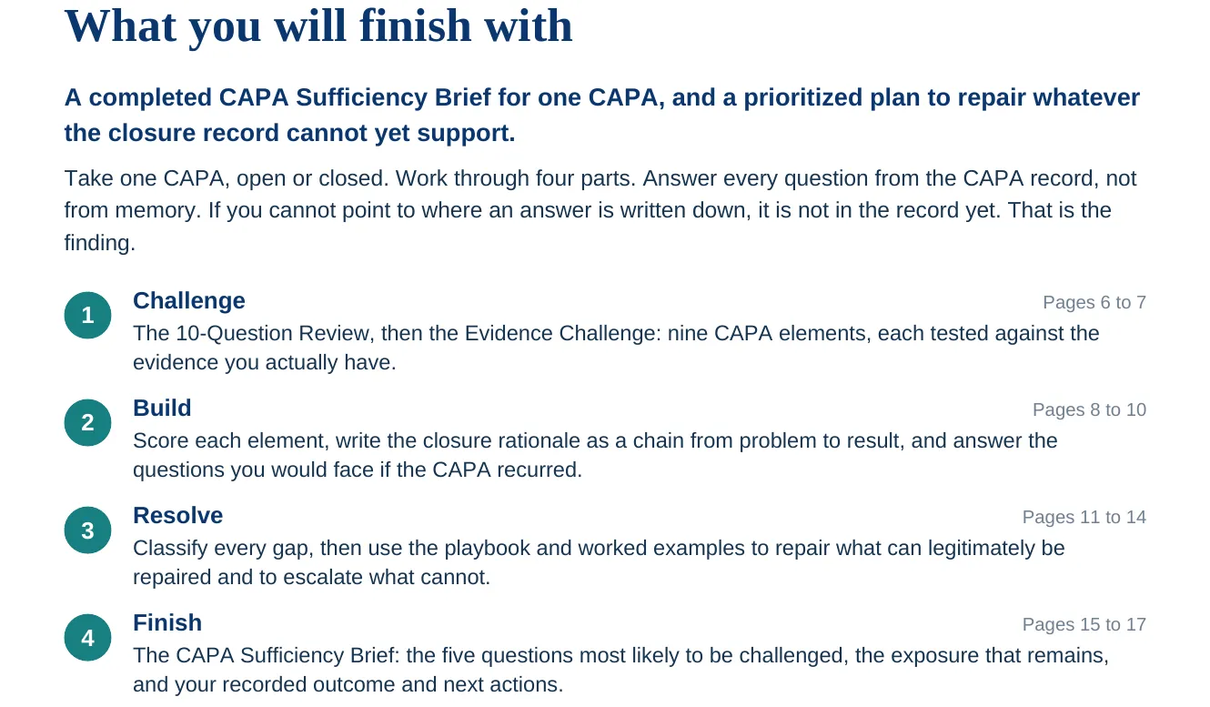 CAPA Sufficiency Review: what you finish with