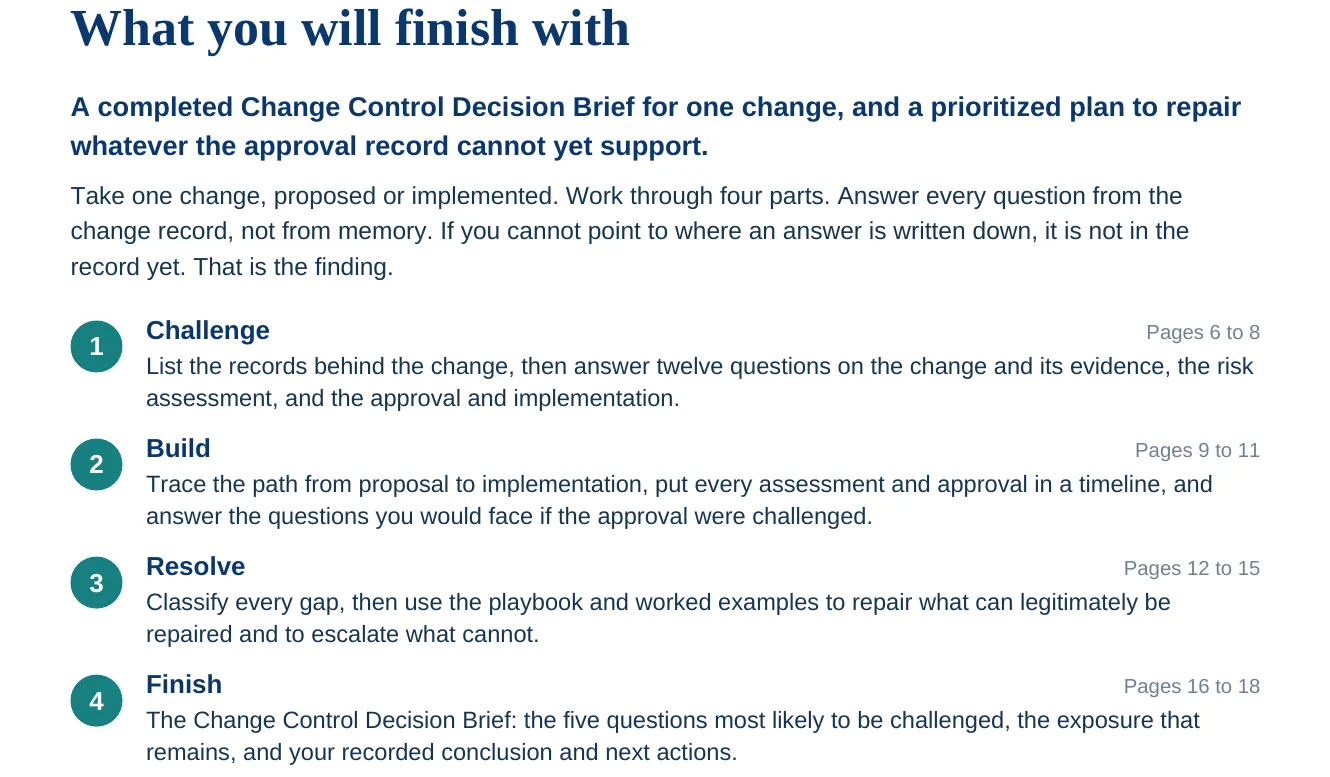Change Control Decision Check: what you finish with