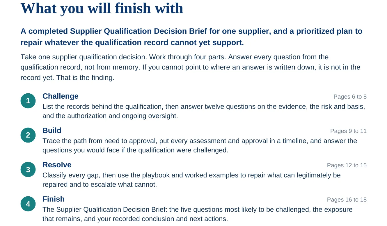 Supplier Qualification Decision Check: what you finish with